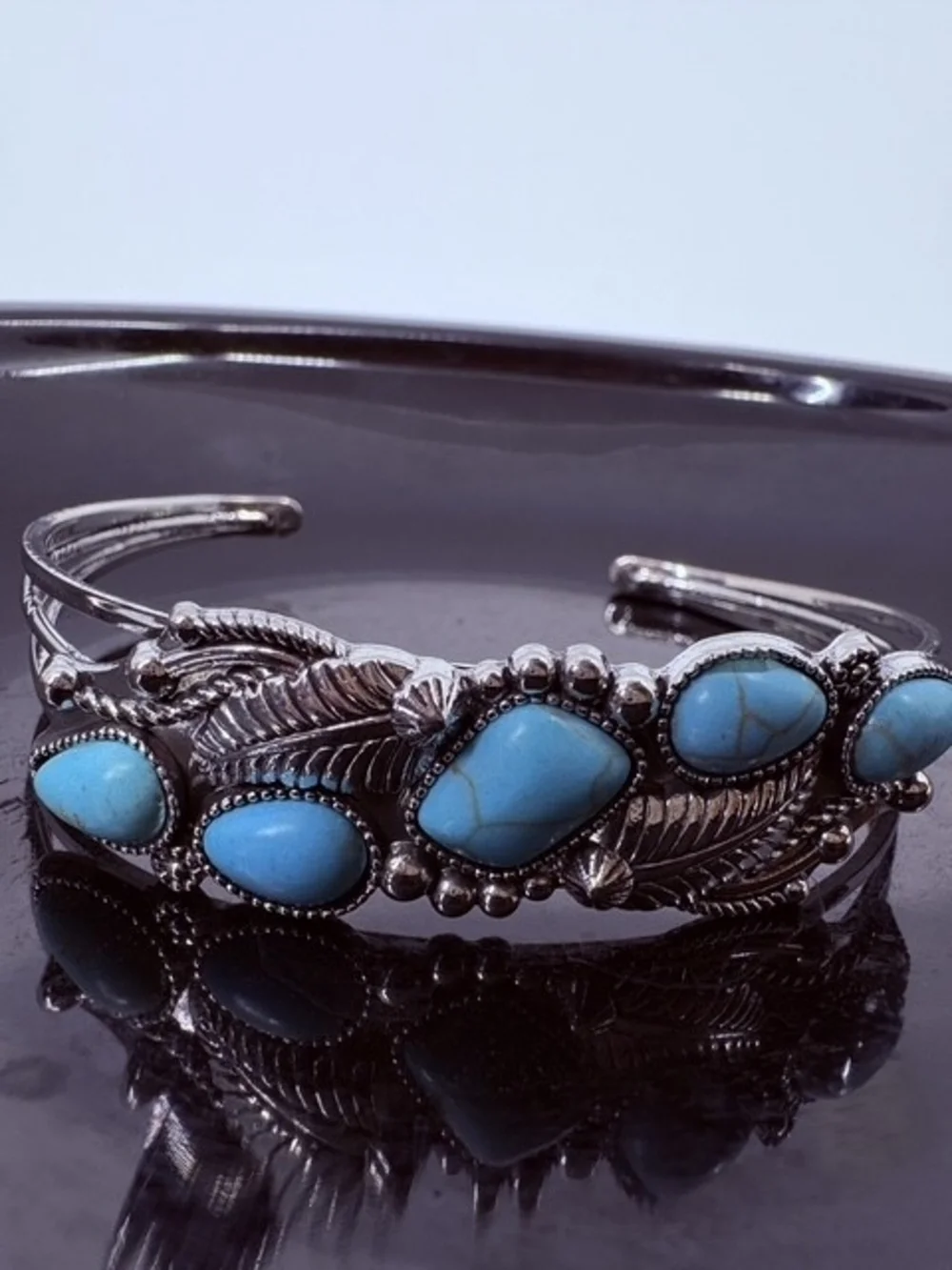 Turquoise Feather Cuff